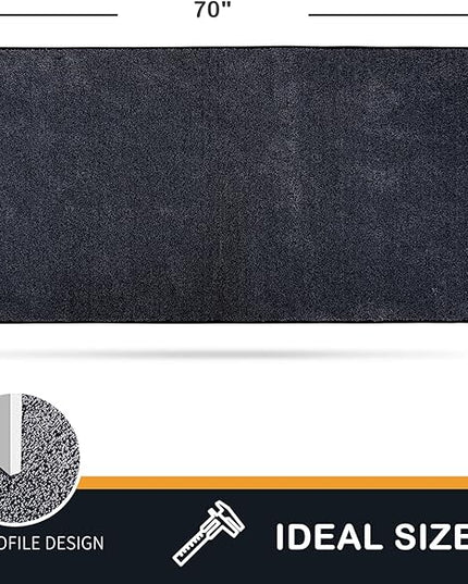 PURRUGS Dirt Trapping Door Mat 31.5" x 70", Non-Slip Machine Washable Entry Rug, Shoe Scraper, Dog Doormat, Super Absorbent Welcome Mat for Front & Back Door, Muddy Shoes & Paws, Bluish Grey-Black