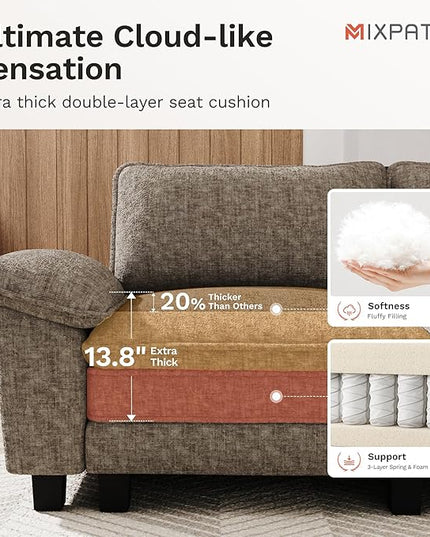 157-Inch L Shaped Sectional Sofa with Cloud Cushions, Deep Seat Modular Couch Set w/ 5 Seats & 1 Ottomans, Removable Arms, Plush Chenille Upholstery for Living Room, Apartment - Smoky Gray