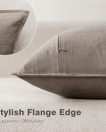 Foindtower Set of 2, Decorative Linen Soild Throw Pillow Covers Soft Accent Euro Cushion Case Farmhouse Neutral Pillowcase for Chair Couch Sofa Bedroom Living Room Home Decor 18 x 18 Inch Brown Tan