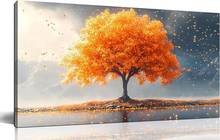 Zoyotago Large Tree of Life Wall Art for Living Room Bedroom Office Orange Tree Fall Landscape Picture Modern Artwork Canvas Prints 20x40 Inch