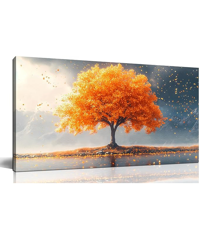 Zoyotago Large Tree of Life Wall Art for Living Room Bedroom Office Orange Tree Fall Landscape Picture Modern Artwork Canvas Prints 20x40 Inch