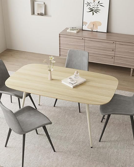 47.2'' Dining Table Set for 4,Modern Wood Dining Table,Leather Dining Chairs 4,Table and Chairs Set of 4,Ideal for Kitchen Dining Room (Cat Scratch Table + 4 Gray Chairs, 47.2")