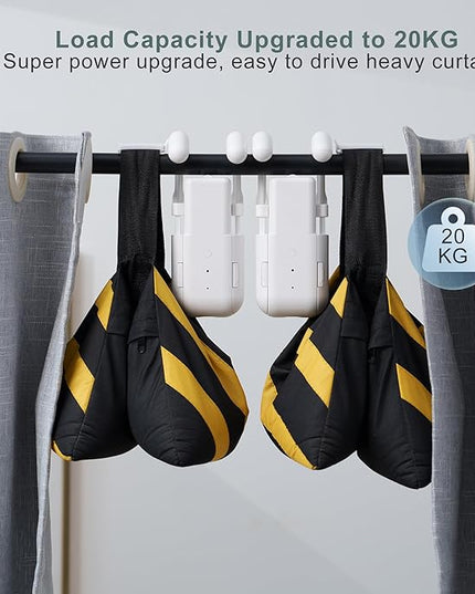 Automatic Curtain Opener 2 Pack: Smart Electric Curtains Closer Robot with Remote Control｜No Drill Quiet Motor｜Compatible for Roman Rods, T & U Tracks｜Long-Lasting Battery for Bedroom & Home