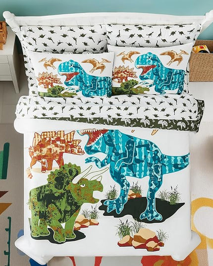 Full Size Comforter Set for Boys-7 Pieces Dinosaur Glow in The Dark Full Bedding Sets for Kids, Ultra Soft Bed in A Bag with Sheets