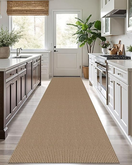 KOZYFLY Boho Runners for Hallways 3x10 ft Washable Kitchen Runner Non Slip Rubber Backed Hallway Rugs Cotton Entryway Runner Rug Floor Carpet for Indoor Hall, Backdoor, Kitchen, Tan/Orange/Brown