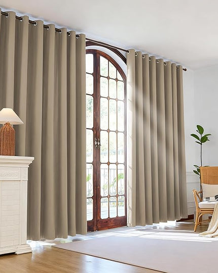 Room Darkening Curtains 95 Inch Length for Bedroom Living Room, Insulated Thermal Grommet Curtain Drapes, Blackout(60-90%,Not 100%) Window Treatment Decor, 2 Panels, 52x95, Taupe