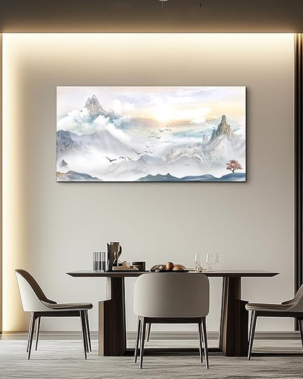 Canvas Wall Art For Living Room Large Size Wall Decoration For Bedroom Mountain Landscape Pictures Wall Decor Watercolor Painting Modern Office Canvas Art Prints Room Decor Ready To For Home Decor
