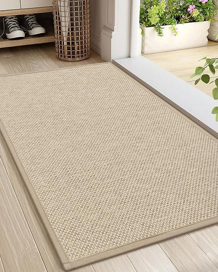 LEKEEPGO Door Mat 24"x36", Non Slip Door Mat Indoor Entrance, Rubber Backing Front Indoor Door mat Washable Absorbent Low-Profile Entryway Entry Resist Dirt Inside Door Mats, Khaki