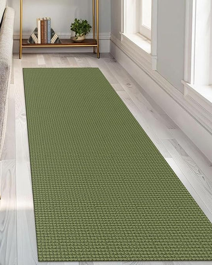 KOZYFLY Runners for Hallways 3x8 ft Washable Kitchen Runner Non Slip Rubber Backed Hall Runners Cotton Entryway Runner Rugs Floor Carpet for Indoor Backdoor Bedroom Kitchen, Bright Green/Earthy Green