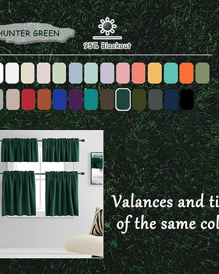 DONREN Patio Blackout Curtain Panels - Home Decoration Thermal Insulated Rod Pocket Blackout Drapes - 2 Panels Hunter Green Backdrop 5FT x 8FT Curtains for Parties