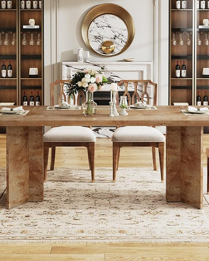 Tribesigns 63-inch Dining Table for 4-6, Farmhouse Kitchen Table with Large Tabletop, Rectangular Dinner Eating Table for Dining Room, Living Room, Kitchen, Light Oak Brown