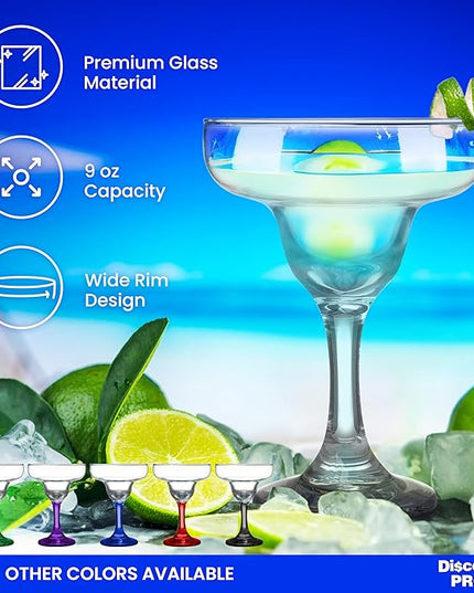 DISCOUNT PROMOS 10 Margarita Glasses Set, 9 oz. - Classic, Smooth, Barware, Glassware - Clear
