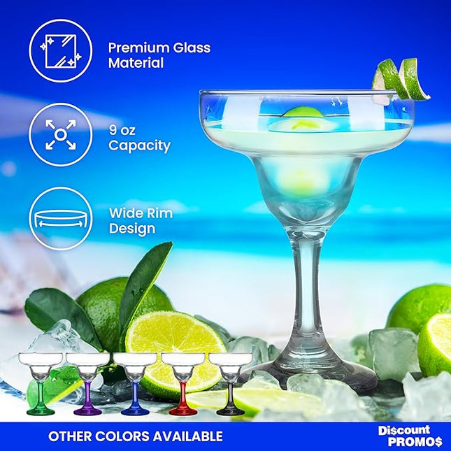 DISCOUNT PROMOS 10 Margarita Glasses Set, 9 oz. - Classic, Smooth, Barware, Glassware - Clear