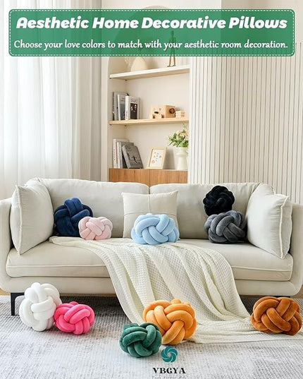 Knot Pillow Ball, Soft Decorative Throw Pillows Cushion, 11 Inch Round Plush Knotted Pillows Dark Green Pillow, Modern Home Throw Knot Decorative Cushion for Bedroom, Sofa, Couch