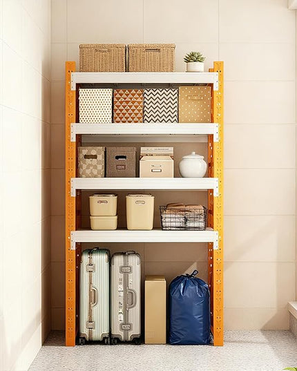 79" H Garage Shelving,3000LBS Heavy Duty Storage Rack,4 Tiers Metal Storage Rack Shelf, Adjustable Shelving Unit for Garage,Kitchen,Warehouse,Basement,78.7" H x 41.3" W x 19.6" D,Orange&White