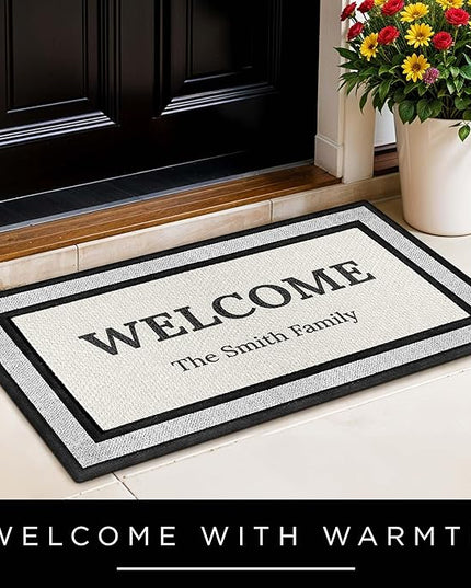 My Sign Center Personalized Doormat, Custom Welcome Mat for Front Door, Indoor/Outdoor Anti Slip Backing, 18x30 Inches, Polyestere Top Made in USA