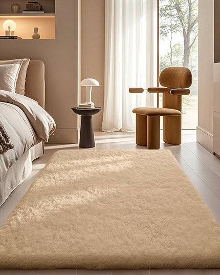 Ophanie Beige Rugs for Bedroom Living Room, Fluffy Fuzzy Furry Carpet, Plush Soft Shaggy Bedside Indoor Floor 4x6 Area Rug for Kids Girls Boys Baby Teen Dorm Nursery Home Decor Aesthetic