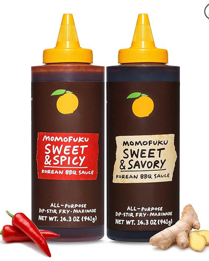 Momofuku Korean Barbecue Sauce Duo, Sweet & Spicy Gochujang and Sweet & Savory Galbi for BBQ, Marinade, Drizzle Toppings, Dipping Sauce and Elevated Meals