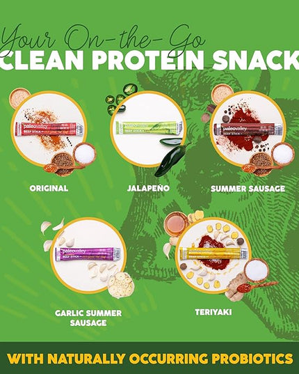 Paleovalley 100% Grass Fed Beef Sticks - Delicious Gluten Free Beef Snack - High Protein Keto Friendly, 40 Count Variety Pack