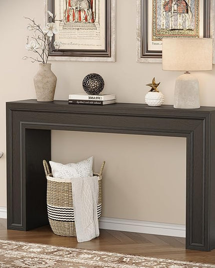 Rresyet 55 Inch Long Console Table, Sofa Table Behind Sofa, Entryway Table, Farmhouse Entryway Table for Entry, Hallway, Living Room (Black)