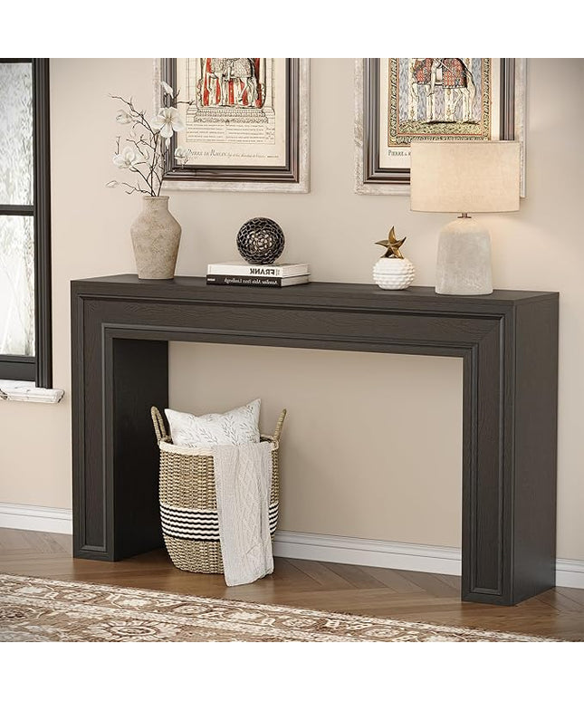 Rresyet 55 Inch Long Console Table, Sofa Table Behind Sofa, Entryway Table, Farmhouse Entryway Table for Entry, Hallway, Living Room (Black)