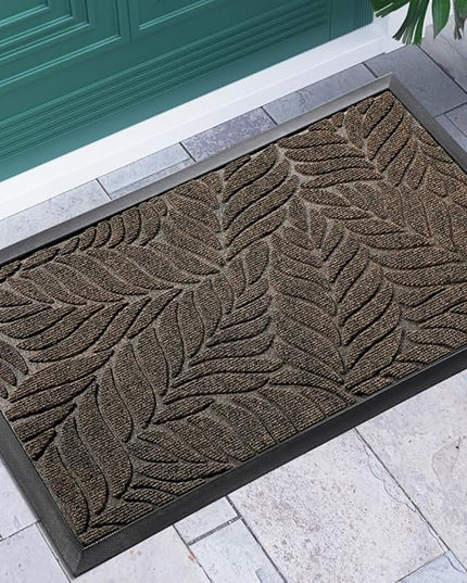 Yimobra Front Door Mat Outdoor Indoor, 29.5x17 All-Season Waterproof Door Mat Outside Entrance, All-Weather Non-Slip Outside Doormat for Garage Patio Entryway, Brown