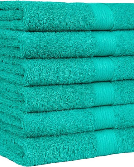 Amazon Basics 6 Piece hand towels for bathroom, Fade Resistant 100% Cotton Hand Towels, soft absorbent bathroom hand towels 6 - Pack (26''x16''), Teal