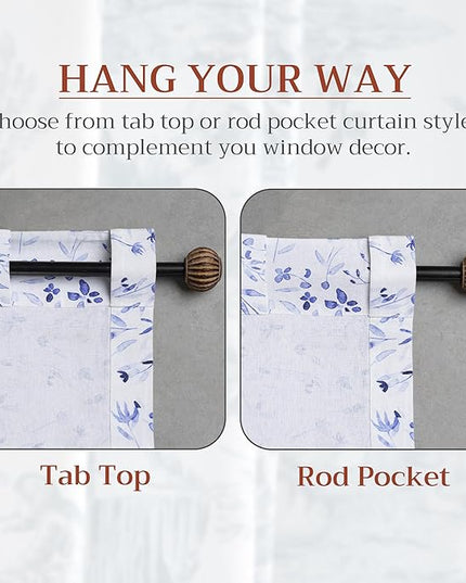 Maison d' Hermine Curtains for Living Room 100% Cotton 108 inch Length One Panel Light Filtering Curtains for Bedroom Windows with Rod and Loop Pockets Drapes (Summer Blues, 50" W x 108" L)