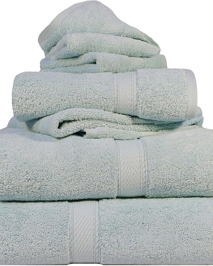 Superior Egyptian Cotton Pile 6 Piece Towel Set, Includes 2 Bath, 2 Hand, 2 Face Towels/Washcloths, Ultra Soft Luxury Towels, Thick Plush Essentials, Guest Bath, Spa, Hotel Bathroom, Sea Foam