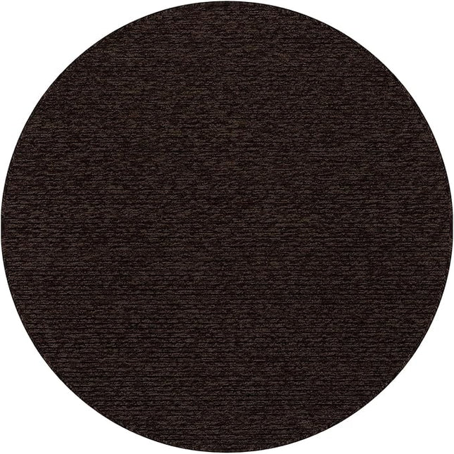 Beverly Rug Non-Slip Modern Rug 6 Round Solid Traditional Rubber Backing Machine Washable Soft Thin Indoor Area Rugs for Living Room Stain Resistant Non Shedding Casual Carpet (6 Round Brown)