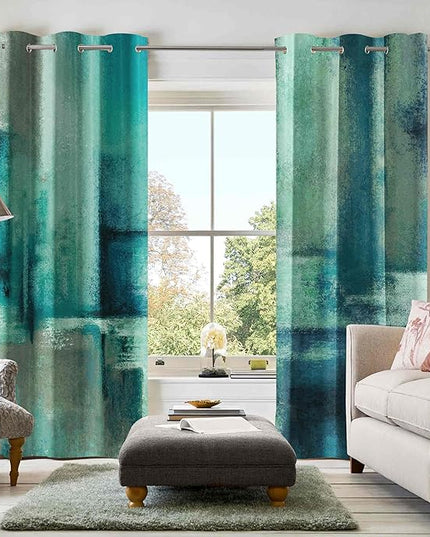 Asuexpect Teal Curtains 2 Panels Abstract Rust Curtain Room Darkening Grommet Window Treatments Modern Decorative for Bedroom Living Room, 52x84 Inches, Turquoise