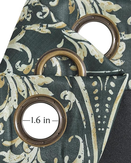 jinchan Blackout Curtains for Bedroom, Gray Damask Patterned Curtains 63 Inch Length for Living Room, Vintage Medallion Art Deco Drapes, Thermal Insulated Grommet Window Treatments, 2 Panels Grey