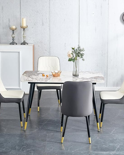 Dining Room Table Set for 4,Small Dining Table Set for 4, Sintered Stone Kitchen Table Top and Modern Chairs Set of 4 for Kitchen Dining Room, Small Space