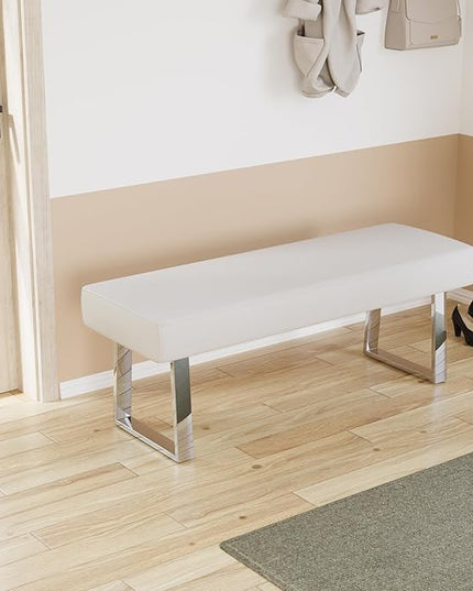 JIEXI Bedroom Bench, Bed end upholstered Bench, Indoor Corner Small Footstool with Metal Legs, for Kitchen entryway Dining Room and Living Room Window