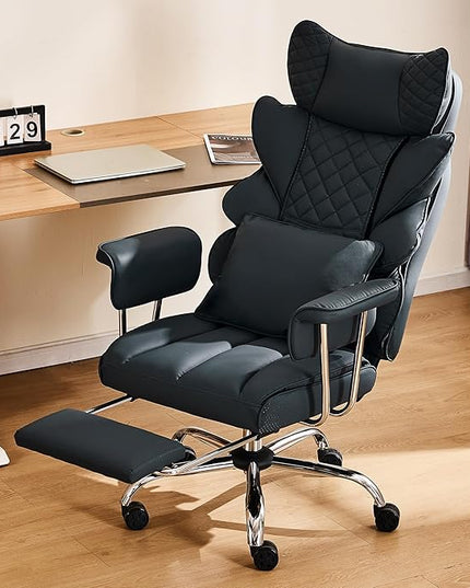 DYHOME 500 lbs Reclining Massage Office Chair with Foot Rest, Executive Home Office Chairs for Heavy People, High Back Computer Desk Chair, Pocket Spring Cushion, Big and Tall Ergonomic Chair, Black