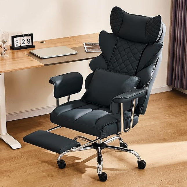 DYHOME 500 lbs Reclining Massage Office Chair with Foot Rest, Executive Home Office Chairs for Heavy People, High Back Computer Desk Chair, Pocket Spring Cushion, Big and Tall Ergonomic Chair, Black