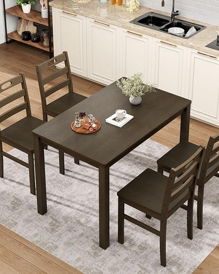 Sophia & William 5 Piece Dining Table Set for 4, Wood Kitchen Table and Chairs,Space-Saving Farmhouse Dining Sets,Dark Walnut