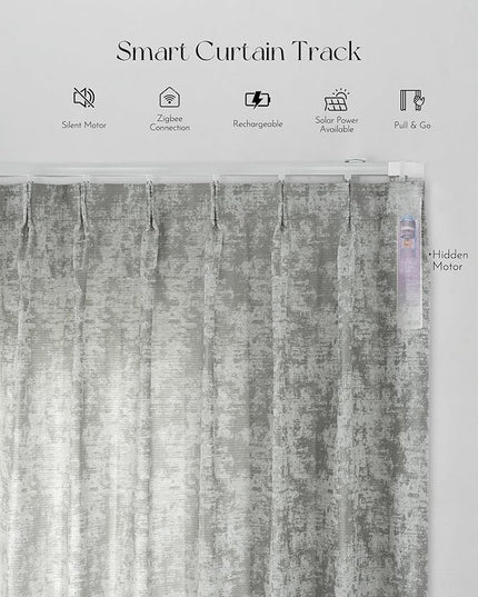 Graywind Rechargeable Smart Curtains Compatible with Alexa App Remote Control Motorized Drape for Sliding Door One-Way or Split Draw, Custom Width Up to 220" (Mist Series)
