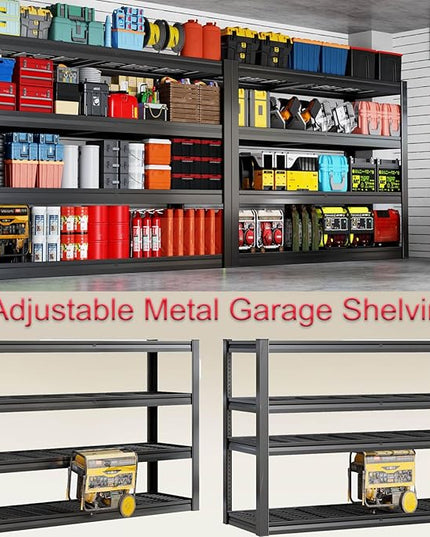 7-Tier Heavy Duty Garage Shelving Units, 65" Wide Deep Storage Shelves,Black Metal Garage Shelves,Steel Shelf,Large Storage Rack,Industrial Shelving for Shop, 65" W x 24" D x 96" H