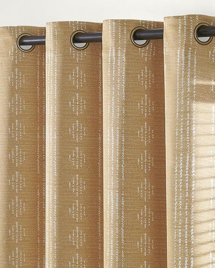jinchan 95% Blackout Boho Curtains 63 Inch Length for Bedroom Mustard Yellow Geometric Printed Grommet Top Room Darkening Thermal Insulated Window Drapes 2 Panels