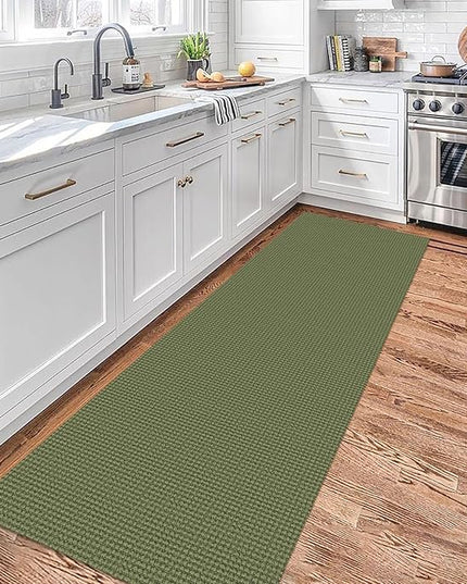 KOZYFLY Runners for Hallways 2x7 ft Washable Kitchen Runner Non Slip Rubber Backed Hall Runners Cotton Entryway Runner Rugs Floor Carpet for Indoor Backdoor Bedroom Kitchen, Bright Green/Earthy Green
