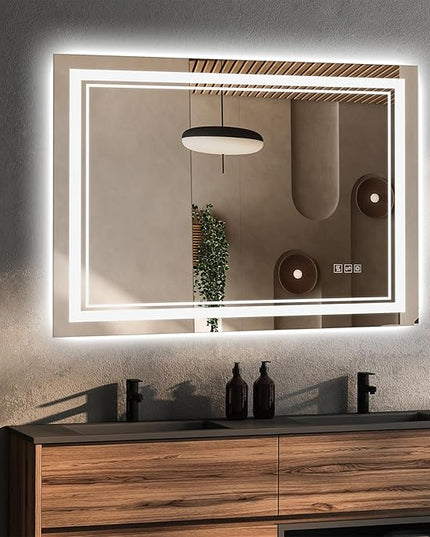 24" x 36" Frontlit & Backlit LED Bathroom Mirror, Frameless Vanity Wall Mirror with CRI90 Dimmable 3-Color Lighting, Anti-Fog, Memory, Plug-in/Hardwired Installation, ETL & UL Certified