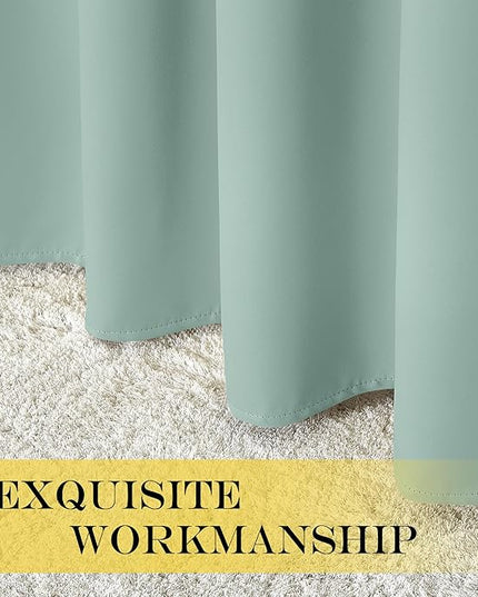 NICETOWN Window Treatment Sliding Door Curtain - Thermal Insulated Width Solid Blackout Patio Glass Door Drape, Extra Wide Draperies (Seafoam Green, 100 inches Wide x 84 inches Long)