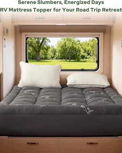 BEDLORE RV Queen Mattress Topper Viscose Derived from Bamboo,Pillow Top Mattress Pad with Stretchable Pockets for 6"-15" Mattress, Soft Breathable Mattress Topper for Back Pain Relief(Dark Gray)