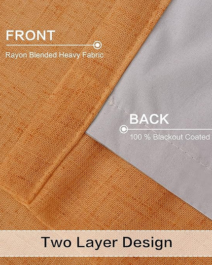 YZ HOME Gold Pinch Pleated 100% Blackout Curtains 95 Inches Long Linen Room Darkening Window Curtains for Living Dining Room Bedroom Thermal Insulated Pinch Pleat Double Layer Drapes with Hooks