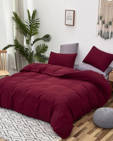 Houseri Burgundy Comforter Set Queen Dark Red Bedding Sets for Women Teen Girls Noble Wine Red Bordeaux Maroon Comfy Breathable Lightweight Bed Quilts Queen Ultra Soft