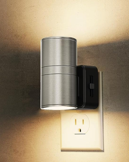 L LOHAS LED Night Light, Dimmable Night Lights Plug into Wall,[1 Pack] Metal-Shade Nightlight for Adults, Automatic Nightlights, Light Sensor,Soft White 3000K, Nightlight Plug in for Hallway Bedroom