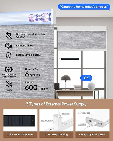 Kincmo Motorized Blinds with Remote,100% Blackout Motorized Roller Shades Work with Apple Homekit,Alexa,Google, Custom Electric Blinds with App,Voice Control (Atlantic Grey)
