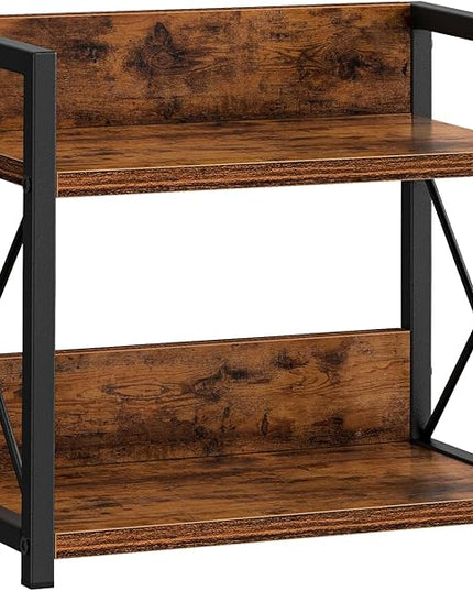 Giikin Countertop Shelf Organizer, 2 Tier Kitchen Spice Rack for Countertop, Wood Coffee Counter Shelf Organizer for Home (Brown, S)