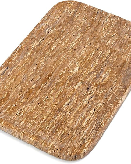 Natural Marble Vanity Tray, 11.8" Travertine/Stone Bathroom Tray Countertop, Golden Stone for Perfume Jewelry Holder, Decorative Dresser Organizer, Storage for Kitchen Sink(Walnut Traver)